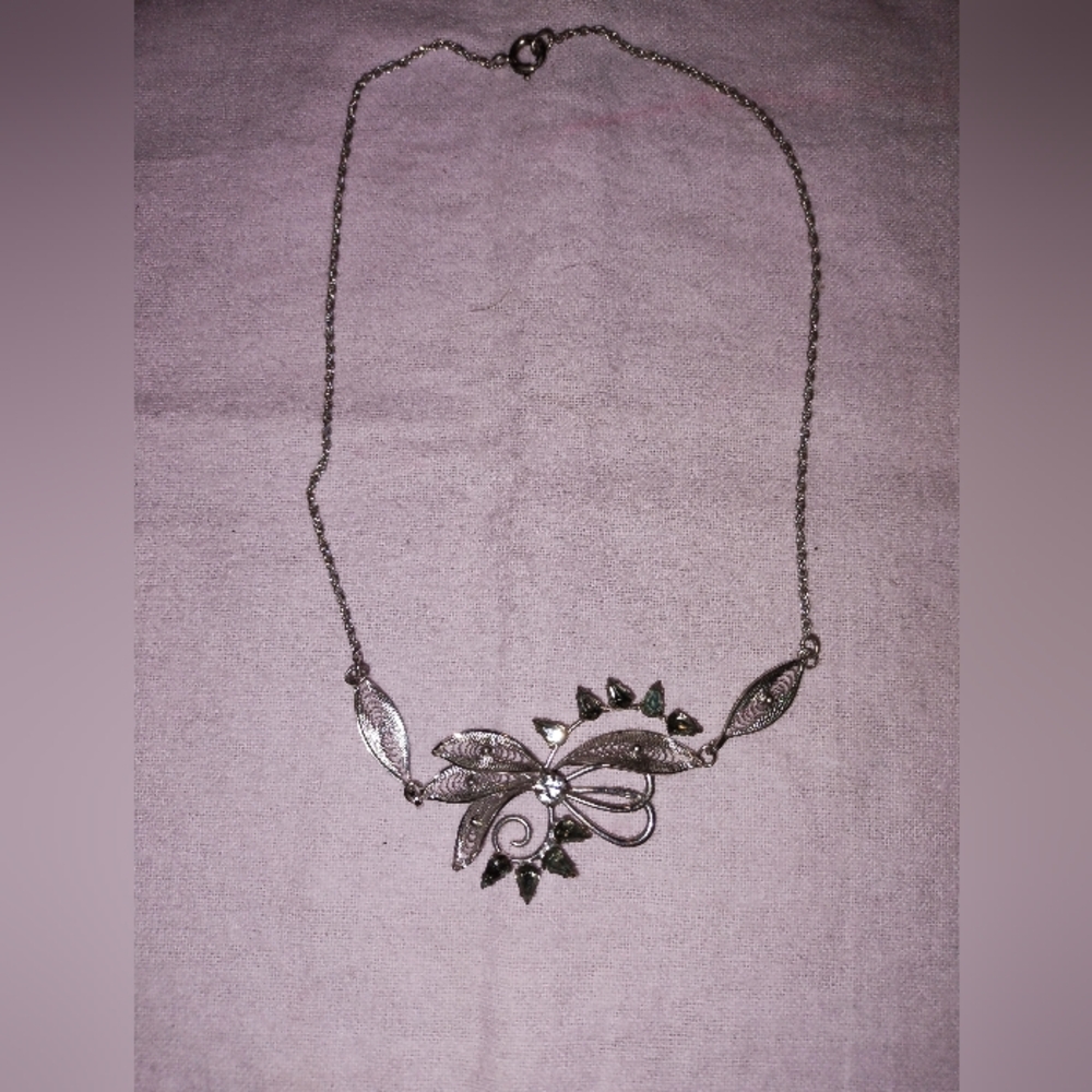 Vintage Curtis Creations Sterling Silver Necklace Art Deco